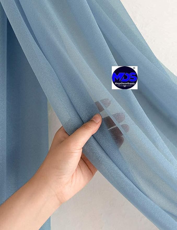 MDS Halloween Chiffon Draping Fabric - 2 Panel, 30" Wide x 100ft Long - Sheer Spooky Arbor & Canopy Drapery for Haunted House Backdrops, Party Ceilings, DIY Costumes & Themed Events - Dusty Blue (Pack of 2)