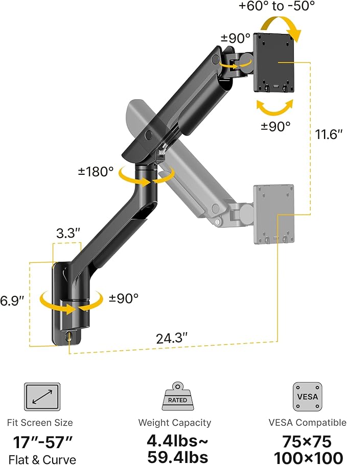 monTEK Heavy-Duty Single Monitor Wall Mount