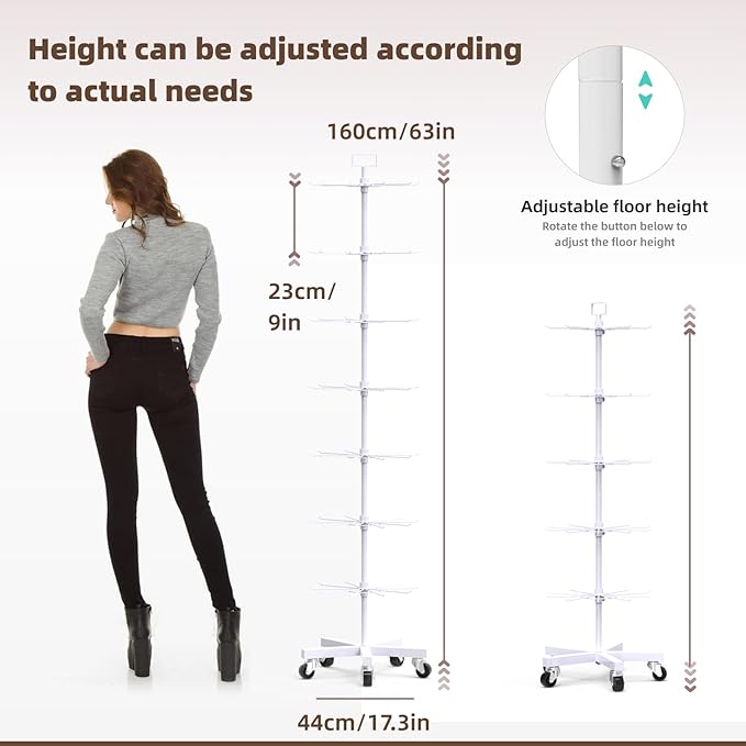 YEOOE Upgraded Retail Display Stand 7 Tier Spinning Display Stand, Movable Shop