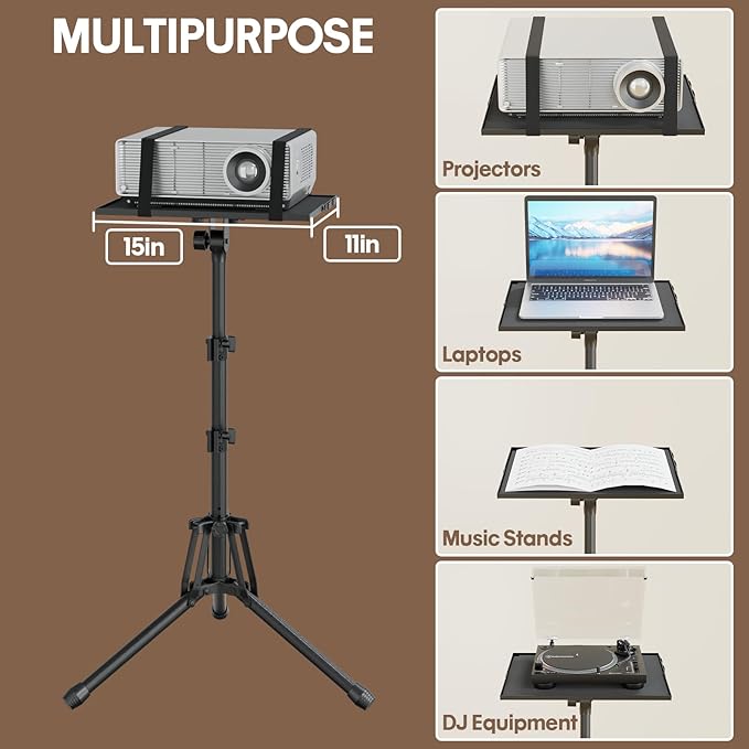 KOOV Projector Stand Adjustable Height 20" to 61", Foldable Projector Tripod