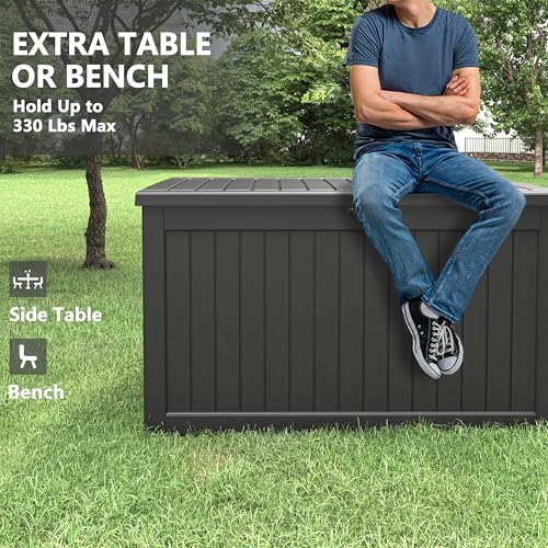 KAMABOKO Outdoor Storage Box, 280 Gallon Deck Box Outdoor Waterproof