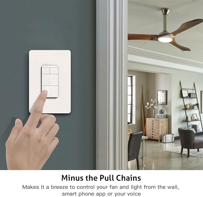 TREATLIFE Smart Ceiling Fan Control and Dimmer Light Switch, 2.4GHz WiFi Only