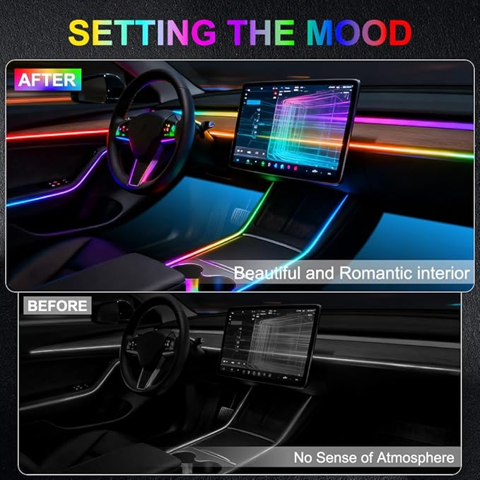 Acrylic Interior Car Ambient Lighting, Interior RGB LED Strip Kit