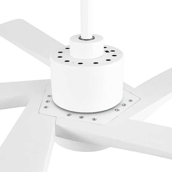 WINGBO 54" DC Ceiling Fan with Lights and Remote Control, 5 Carved Wood Blades