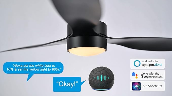 SMAAIR 52" Smart Flush Mount Ceiling Fans