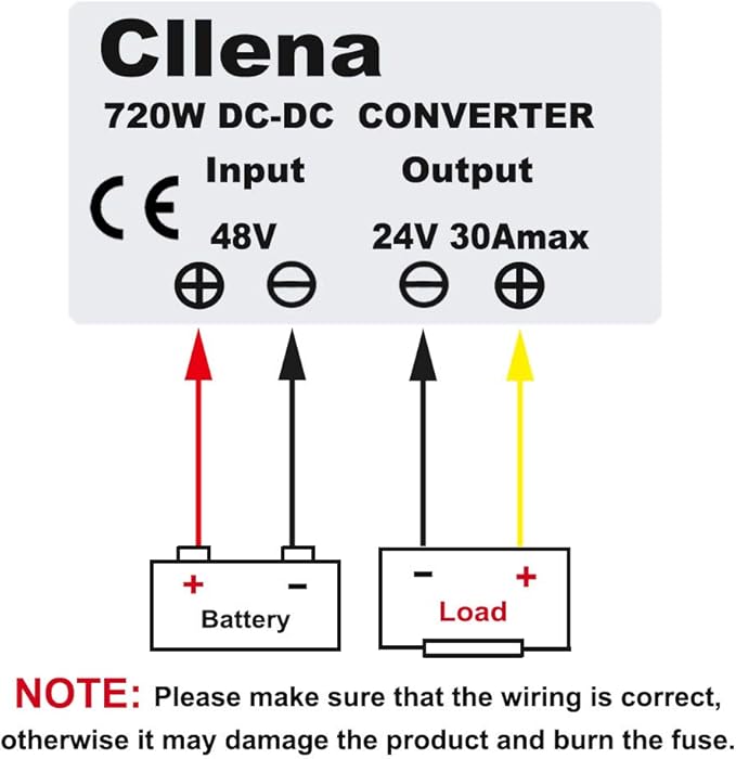 Cllena DC 48V Step Down to 24V 30A 720W Voltage Reducer Converter, Waterproof