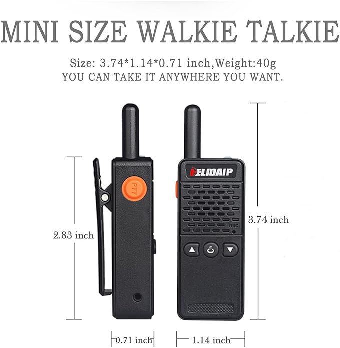 ELIDAIP T-M2 Ultra Mini Walkie Talkies, Rechargeable Two Way Radios Long Range (2 Pack)