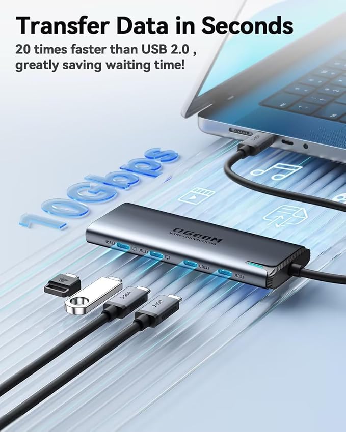 QGeeM USB C Hub, Type C Splitter Extender