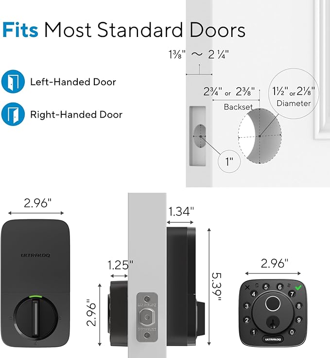 ULTRALOQ Bolt Fingerprint WiFi Smart Lock, Works