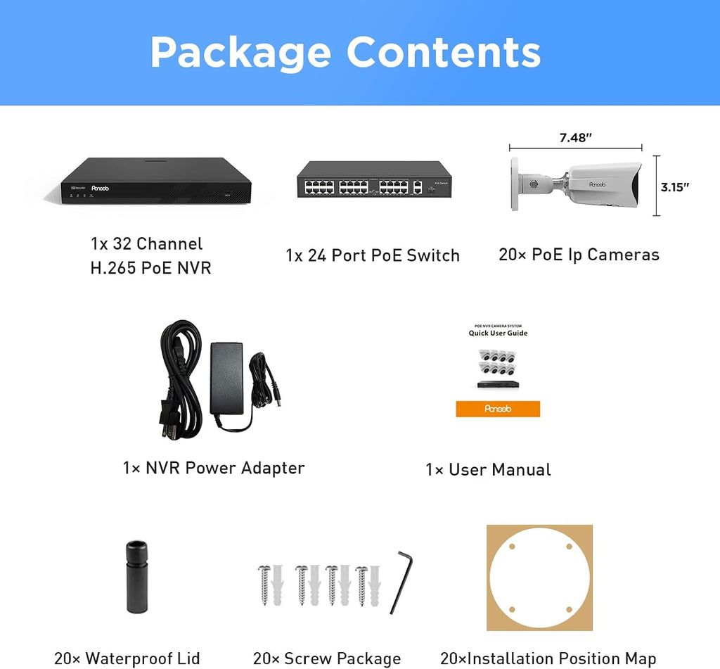 32 Channel 4K Security Camera System with 8TB HDD, PB65A2032-8MD-1