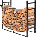 Outvita 3FT Firewood Log Rack, Iron Lumber Storage Holder, Wood Pile Stacker Organizer for Indoor Outdoor Fireplace Fire Stove Pit with Kindling Holder Black