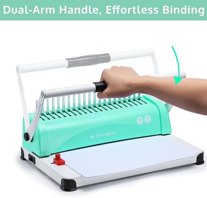 OFFNOVA Binding Machine, 21-Hole 450 Sheets Paper Comb Binding Machine (100 PCS)