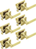 Mengico 6 Pack Gold Privacy Lever Door Handle Interior