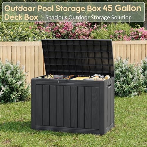 KAMABOKO Outdoor Storage Box, 45 Gallon Deck Box Outdoor Waterproof Patio