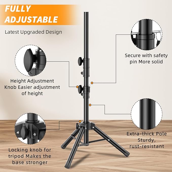 Small Speaker Stands 2 Pack, 24-50 Inch Height Adjustable Speaker Tripod Stand