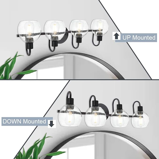 WINSHEN 4-Lights Contemporary Bathroom Light Fixtures Over Mirror