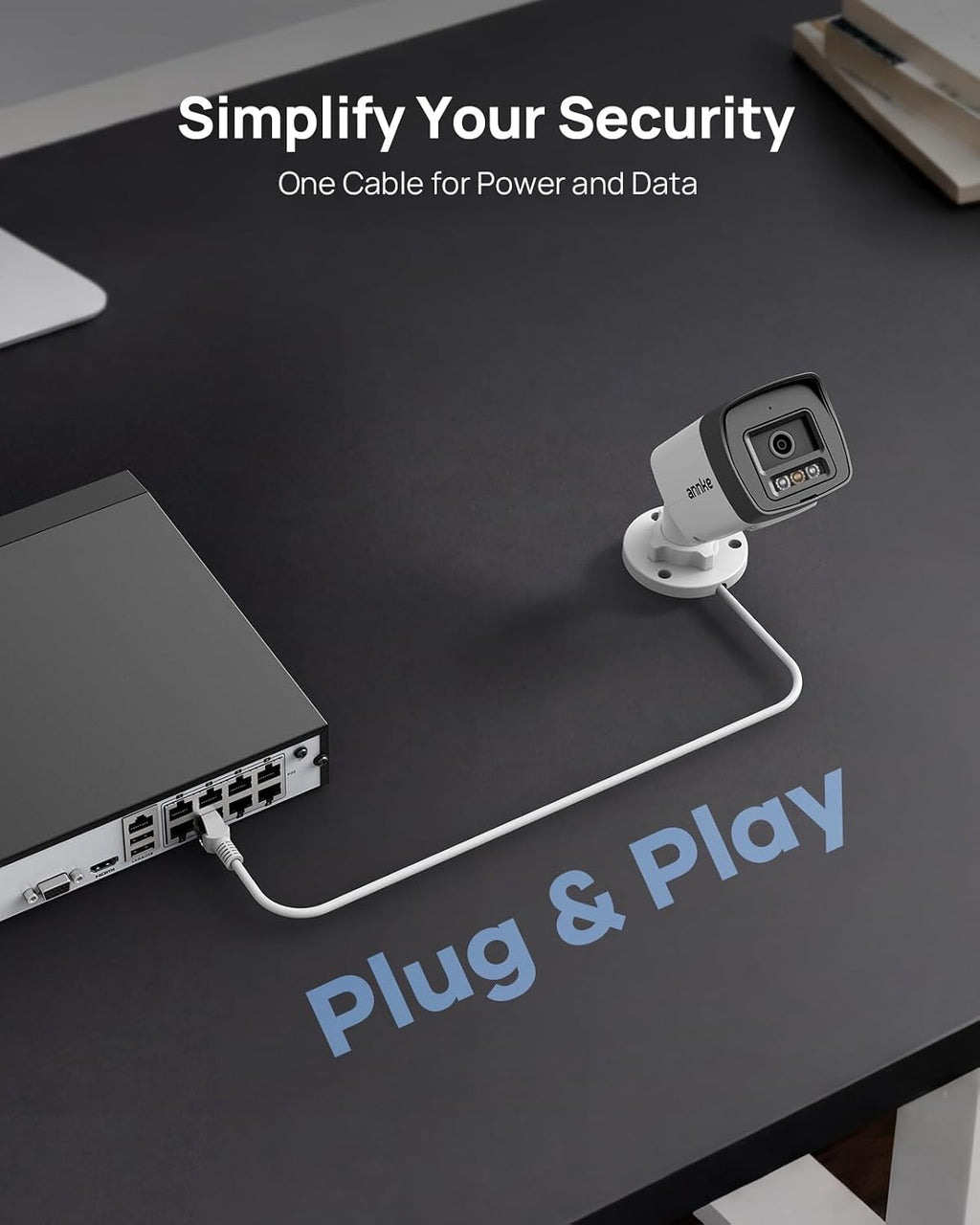 annke 2 pack 3k poe bullet security cameras on a desk or shelf