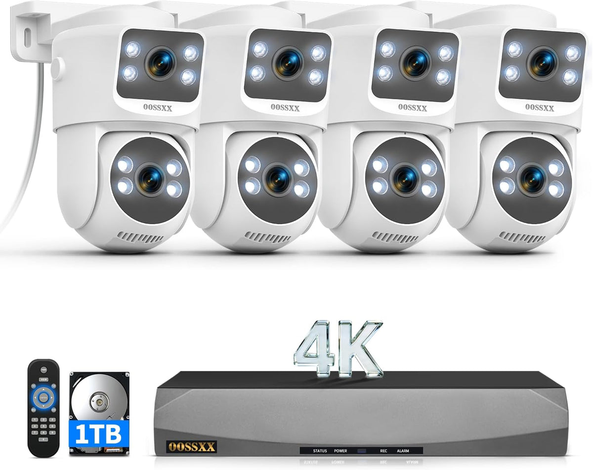 OOSSXX 4K PoE Security Camera Surveillance System, 4Cameras 1TB HDD