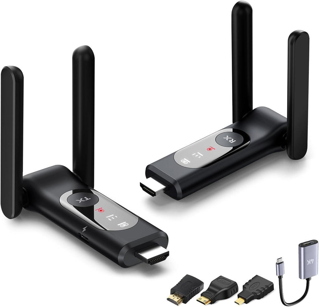 Wireless HDMI Transmitter and Receiver, LED Display Screen, Plug and Play
