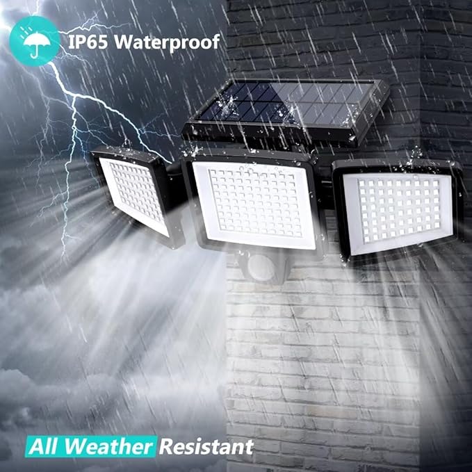 Tuffenough Solar Outdoor Lights 2500LM 210 LED Security Lights (4 Pack)