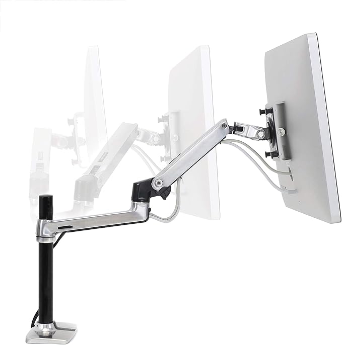 Ergotron – LX Monitor Arm, Single Monitor Desk Mount – fits Flat Curved