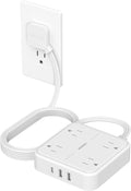 Surge Protector Flat Extension Cord 10FT, TESSAN Flat Plug Power Strip