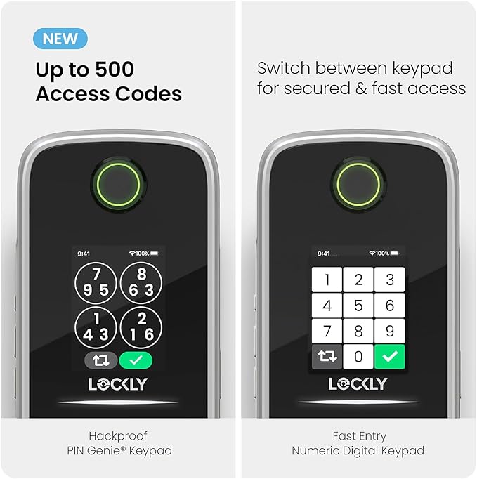 Lockly Smart Lock Secure Pro, Fingerprint Door Lock, Keyless Entry, Built-in