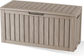 Vixzen 90 Gallon Deck Boxes Outdoor Waterproof, Lockable Resin Storage Box with lid for Furniture Cushions, Weatherproof Containers Outside Storage Boxes for Garden Patio Pool Tools(Grey, 90 Gallon)