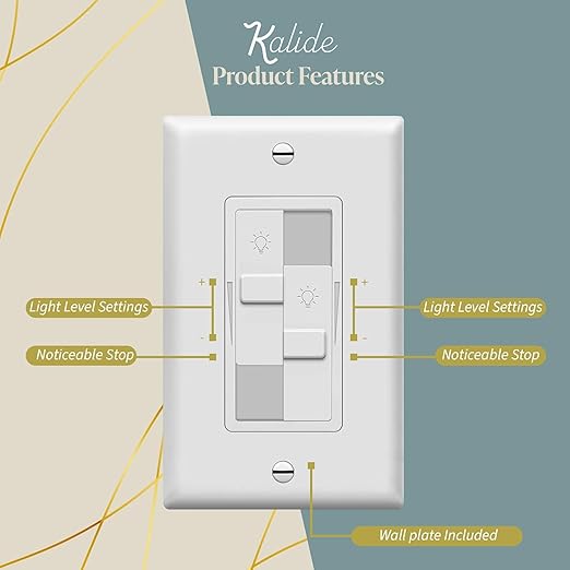 TOPGREENER Kalide Dual Load Dimmer Light Switch, Double LED Dimmer Switch (6 Pack)
