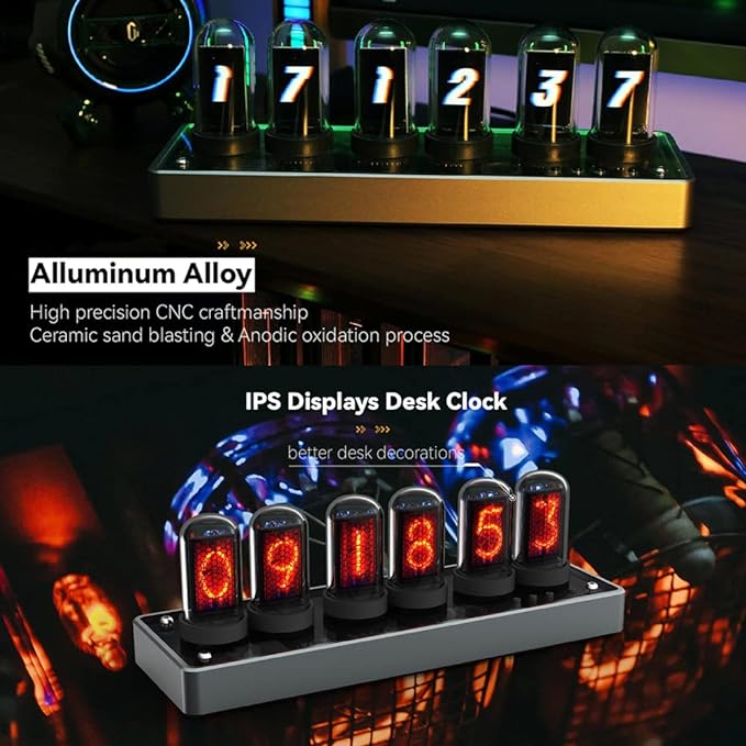 Adventurers IPS Nixie Tube Clock, Creative Electronic DIY Nixie Tube Clock