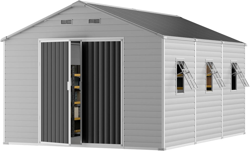 CDCASA 10x14 FT Extra Large Resin Storage Shed Floor, Heavy Duty, Dove Grey