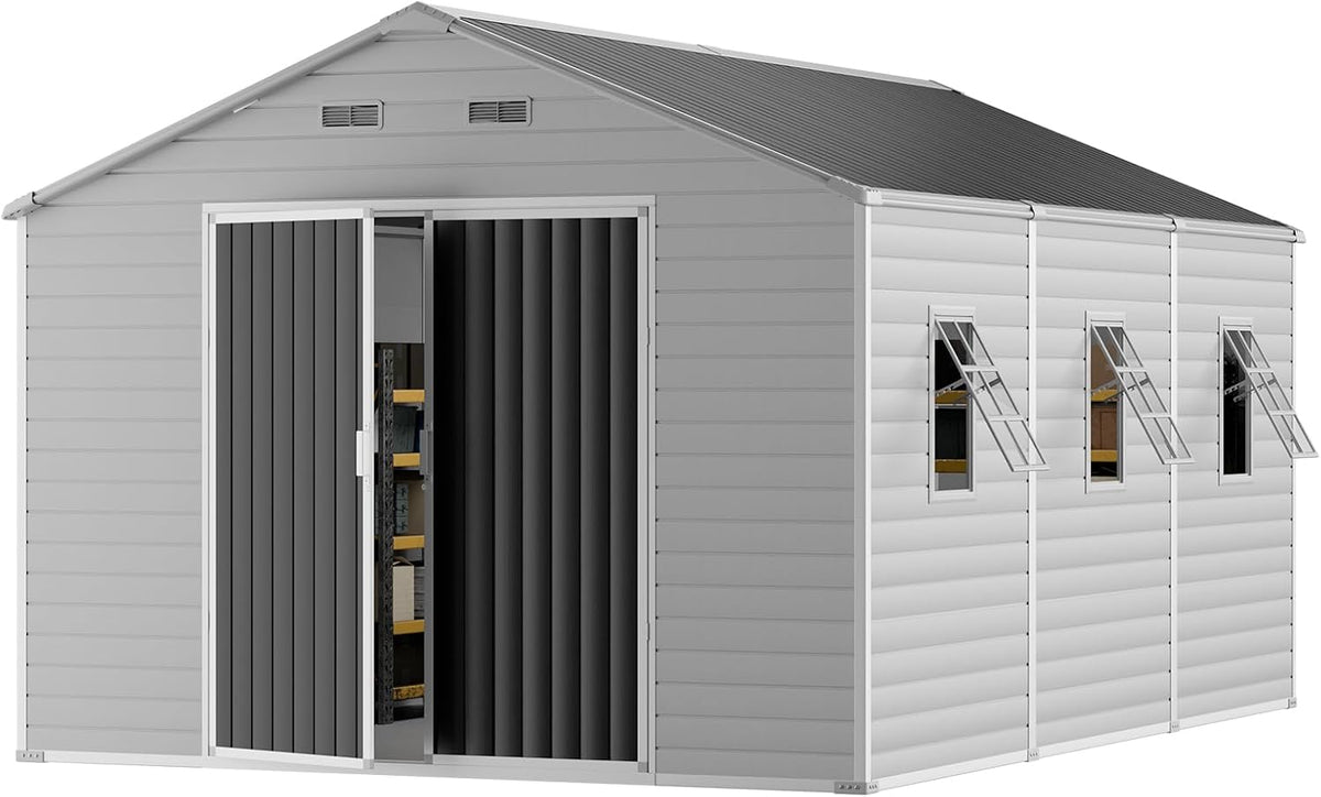CDCASA 10x14 FT Extra Large Resin Storage Shed Floor, Heavy Duty, Dove Grey