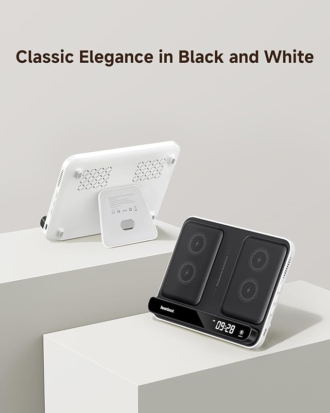 Dual Wireless Charger Stand, SwanScout 504, Foldable Wireless Charging Station