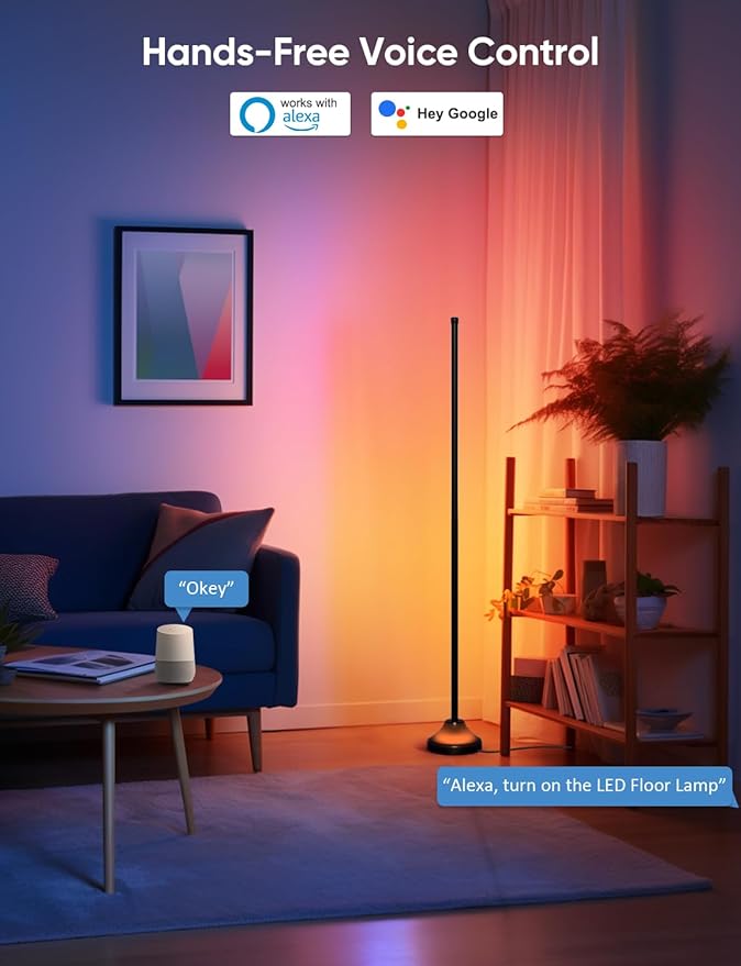 RGB&IC Smart Corner Floor Lamp – 20 W/1100 lm, 24‑Zone DIY & Music‑Sync LED