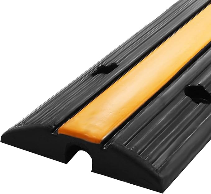 Reliancer 4 Pack 1-Channel Rubber Cable Protector Ramp Traffic Speed Bump