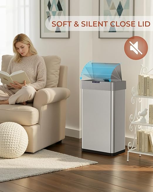 TLSUNNY 16 Gallon Motion Sensor Trash Can, Touchless Automatic Garbage Can