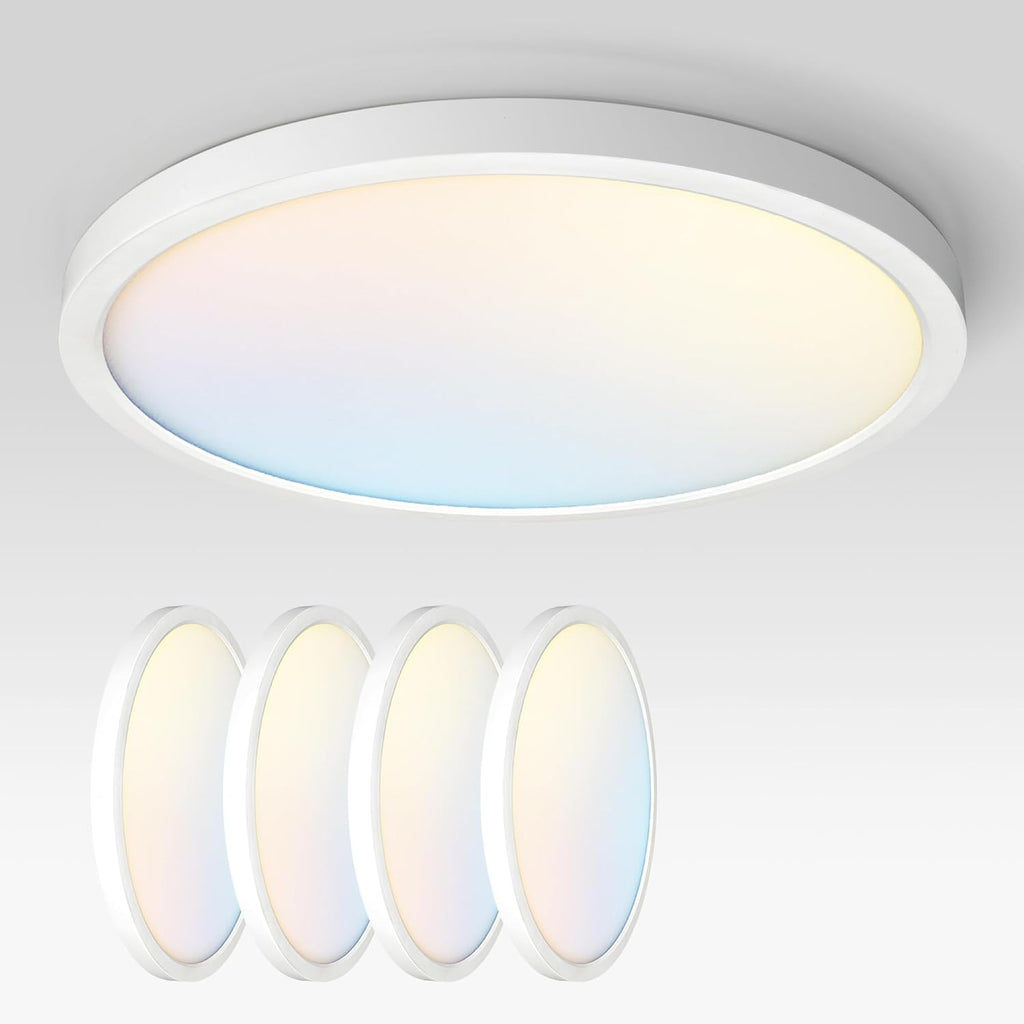 ASD LED 24" Round Flush Mount Ceiling Light Fixture, Low Profile Surface (4 Pack)