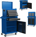 DREAMADE 5-Drawer Tool Chest Combo, Rolling Tool Cabinet w/Detachable Top Tool Box, Adjustable Shelves, Lockable Wheels, Metal Tool Box for Garage, Workshop, Repair Shop Storage (Blue)