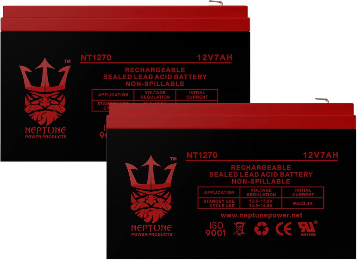 Neptune Power Products Brand NT1270 12V 7Ah Rechargeable Sealed Lead Acid (2 Pack)