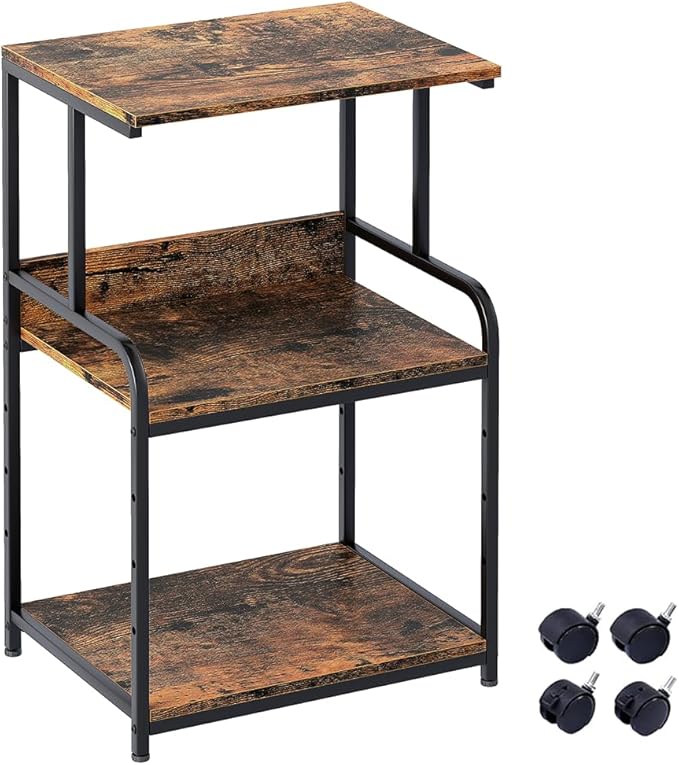 Arbuxzuy Printer Stand with Storage Shelf, 3 Tier Printer Cart with Wheels