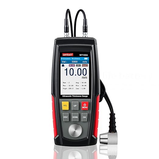 Wintact Digital Ultrasonic Thickness Gauge, Range 0.039 to 11.81 in
