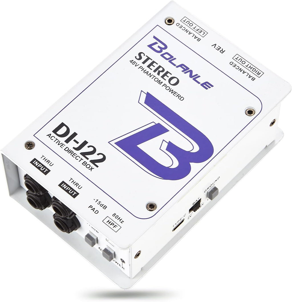 Bolanle J22 Professional Stereo DI Box/Splitter XLR 1/4 inch, Dual Channel