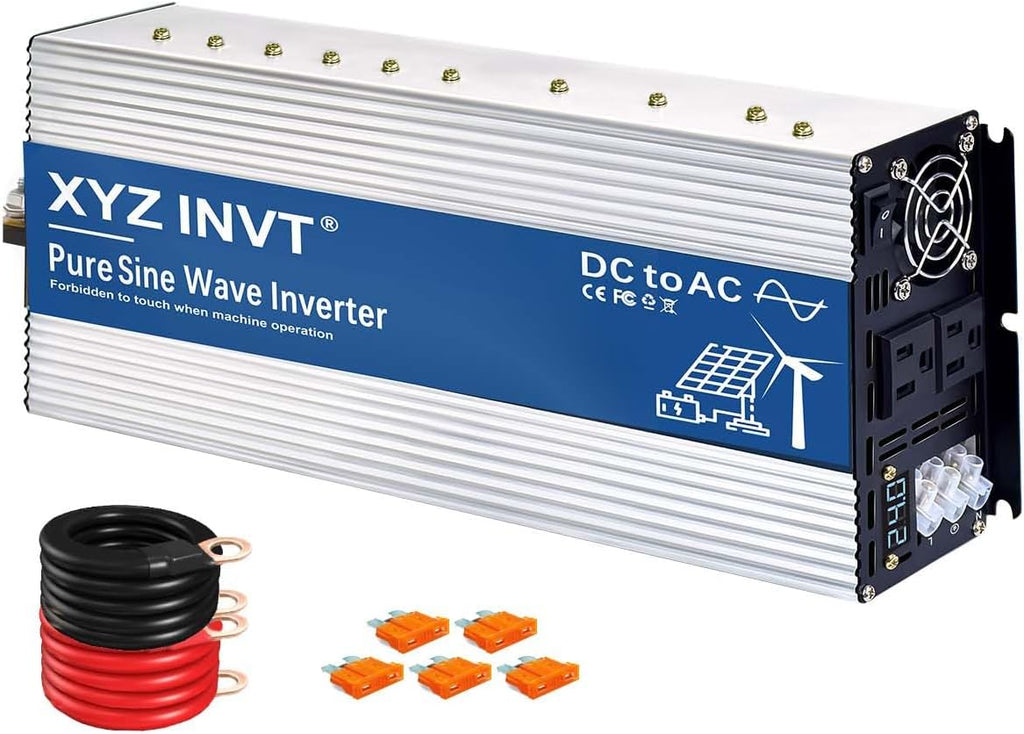XYZ INVT 3000W Pure Sine Wave Inverter 24V to 120V AC, 6000W Peak Power
