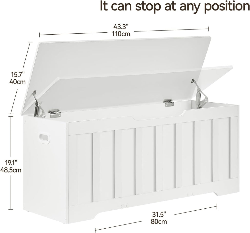 vankiley 43.3" storage chest extra large, storage bench.(white), close-up detail