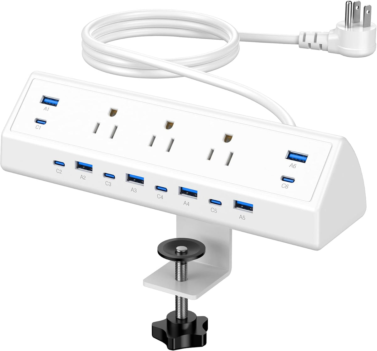 Jgstkcity 130W Desk Clamp Power Strip, 12 USB Ports, Surge Protector, ETL