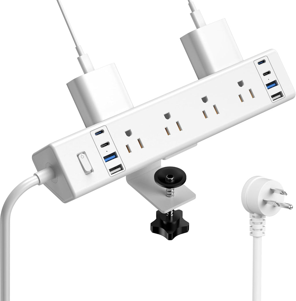40W Fast Charging Station, Desk Clamp Power Strip 20W USB C, 8 Outlets
