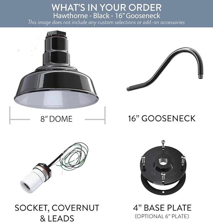 Steel Lighting Co. Hawthorne Barn Light | Outdoor Wall Mounted | 8 inch Dome |