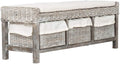 SAFAVIEH Kobutsu Wood Storage Bench, 47.2" White/White Washed FOX6537A