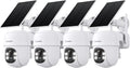 Cinnado 2K Outdoor Cameras for Home Security Solar Powered White B6 4 Pack