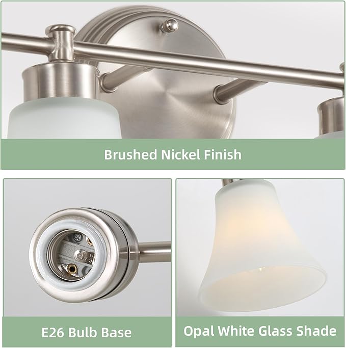 LOUSACE 4 Light Bathroom Vanity Light Brushed Nickel Bathroom Lighting Fixtures